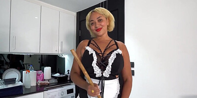 Busty Russian Maid Cleans Up Big Black Cock