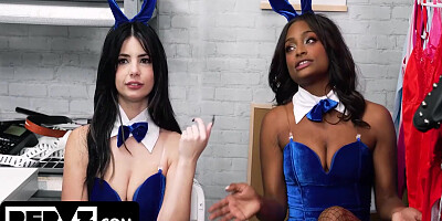 Rhae Woods, Asteria Jade And Nicky Rebel - Slutty Bunnies Get Caught Stealing Costumes And Fuck Their Way Out Of Trouble With The Lpo