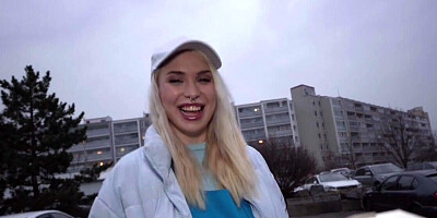 Pizza girl sucks a random dick and gets fucked too