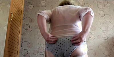 Trying on new white panties. A mature BBW shakes her big ass. PAWG.