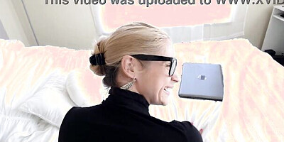 Mature step mom with big boobs takes care of stepson's boner