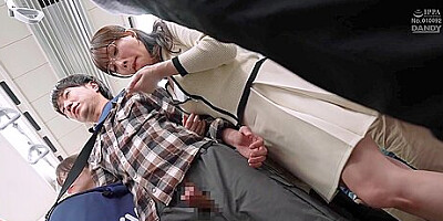 A Horny Mature Woman Who Seduces Her Handsome Boyfriend With A Sticky Handjob From Behind, Even Though Her Girlfriend Is Right Next To Her