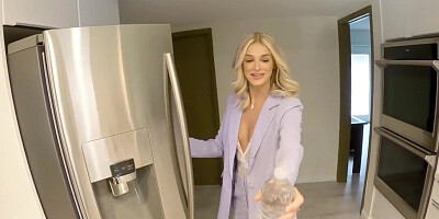 POV pleasure session with a tan lines blonde hottie