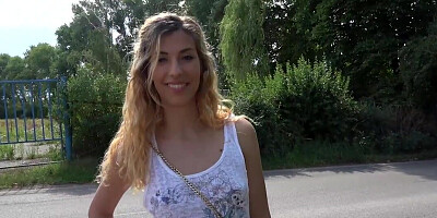 Shona River kissing cock and getting fucked in public