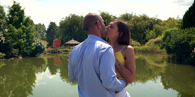 Anal sex on the riverbank with slender brunette Mina K