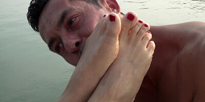 Foot fetish sex on a boat with hot milf Tina Kay