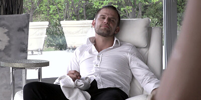 Hot assistant Kate Rich rides her boss's cock