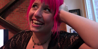 Pink-haired natural big jugs slut Proxy Paige fucks hard