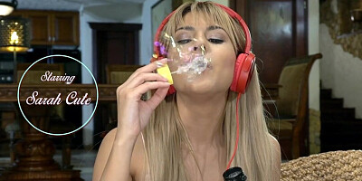 Adorable blonde teen is all about bubbles and blowing