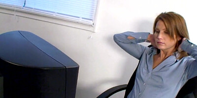 Masturbation in the office from cougar Sky Rodgers