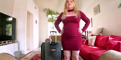 Fat whore in a red dress spreads her legs for a quick fuck
