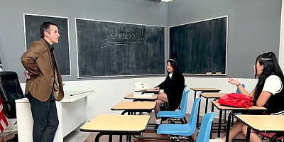 Girls with tight bodies take turns with their teacher