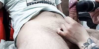 Amateur step sister drains step brother's balls with her vibrator and naturals toy