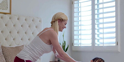 MILF with a hot body fucks a blonde who needs her inside