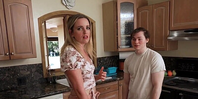 A blonde MILF is taking care of two dicks at once