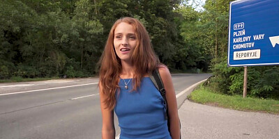 Skinny European teen makes money on a stranger's fat dick