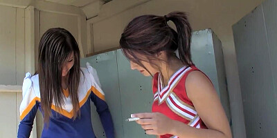 Lesbian sex with cheerleader babes who bang hard