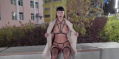 Naughty Brunette Milf Exhibitionist Flashing Downtown - Outdoor Public Fetish