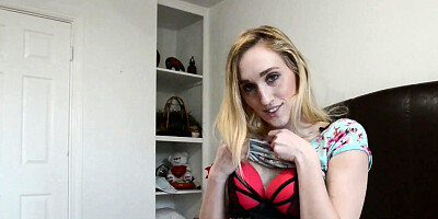 Slender blonde Victoria Gracen has a solo orgasm