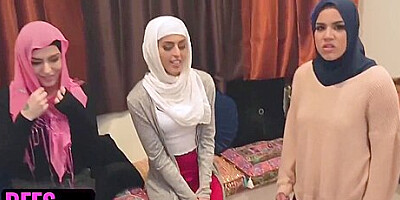 Middle Eastern Beauties Monica Sage, Sophia Leone & Audrey Royal Take Turns Riding Bbc - Interracial Group Muslim Sex