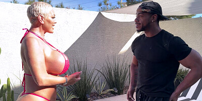 Curvy Kaden Kole with fake tits fucks a black stranger