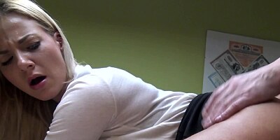 Prospect of receiving a fast loan makes blonde girl spread legs