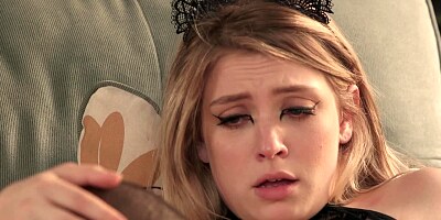 Sweet black-skinned prince comes to please white babe in oral way