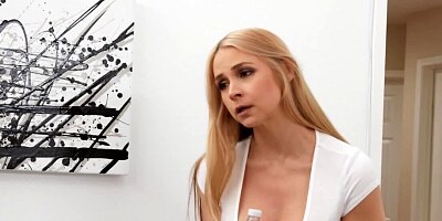 Injured youngster fucks the busty stepmom and cums on her face