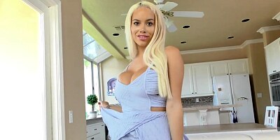 Big ass blonde, Victoria June likes to suck a huge cock before getting stuffed with it