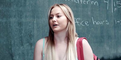 Cherrie DeVille and Brittany are using a strap - on to fuck each other, in the classroom