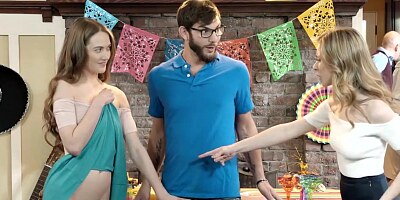 Step Sis And Teen Friend Sneak Fuck At Cinco De Mayo Party