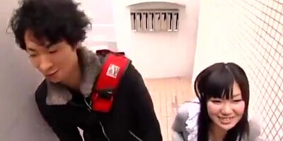 Japanese footjob under table