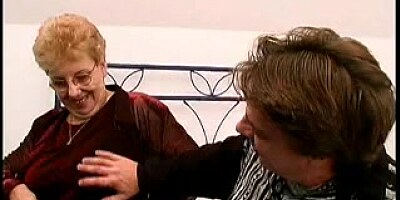Ugly granny in stockings gets slammed properly