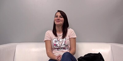 Sexy brunette shows herself in a porn casting