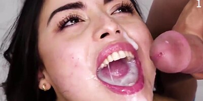Bukkake cum kiss