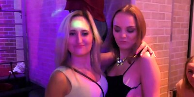 Horny girls are partying hard and fucking even harder, in the night club, during the party
