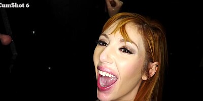 Red haired babe, Lauren Philips is rubbing and sucking dick through a gloryhole, just for fun