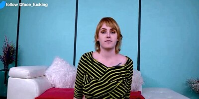 Androgynous young slut face fucked and double penetrated hard