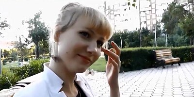 Sexy college girl feet - outdoor nylon footjob