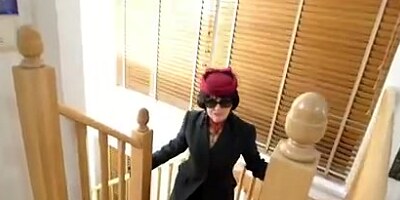 Office milf thigh boots at the mirror glory hole