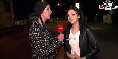 German teen slut ask normal people for sex at street casting