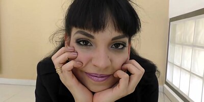 Slim, small titted brunette, Mathilde Ramos got doublefucked in her huge bedroom, until she came