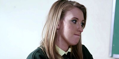 Dirty MILF fucks curvy student with strapon