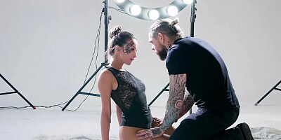 Beautiful model blows the talented photographer