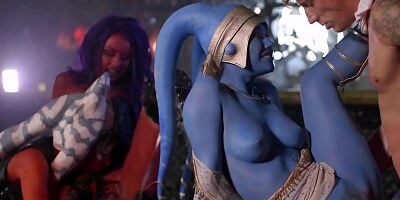 Three hot babes and two studs are having hardcore fuck party