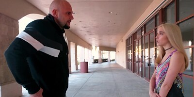 Bald man has to park his truck and own petite blonde