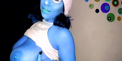 Busty Smurfette Sucks And Licks Her Eret Blue Nipples