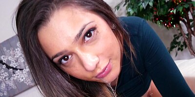 A brunette with a nice round ass i giving a blow job to her partner