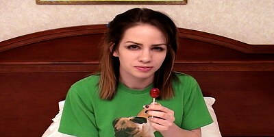 Teen Porn Newbie Pushes a Lollipop in Her Pussy