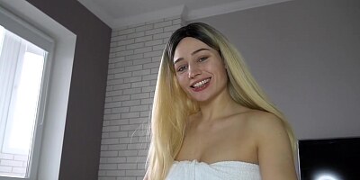 Naughty Blond Fucked herself with her Friend’s Dick